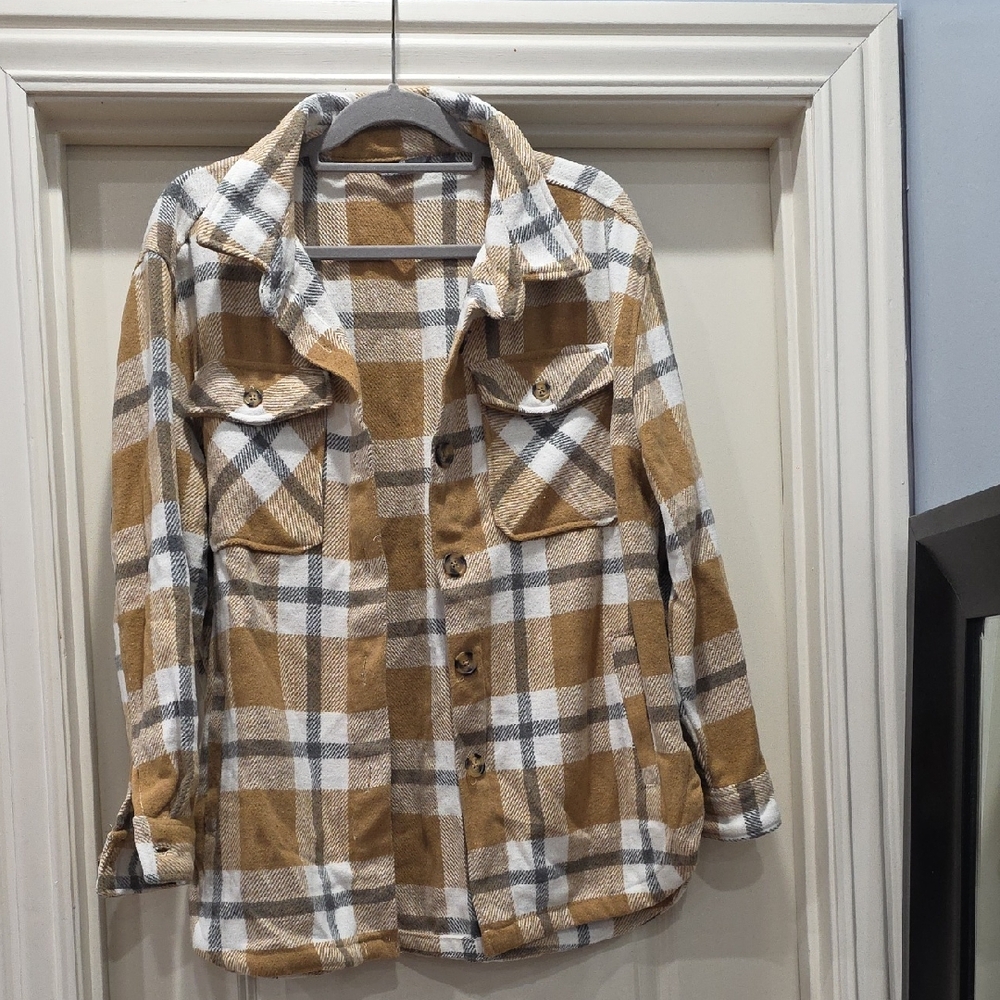 Plaid Button-Up‎ Shacket